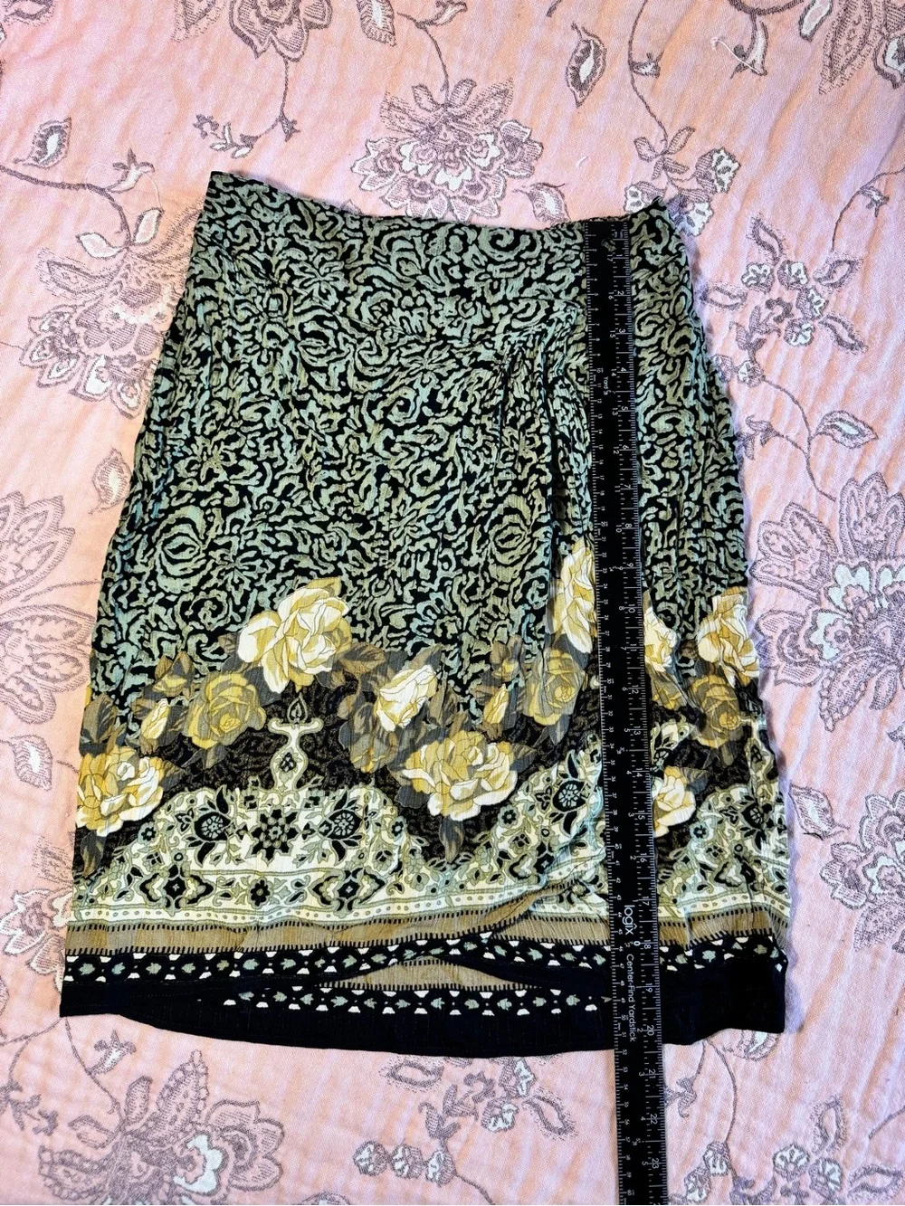Carole Little Black and Yellow Floral midi Skirt